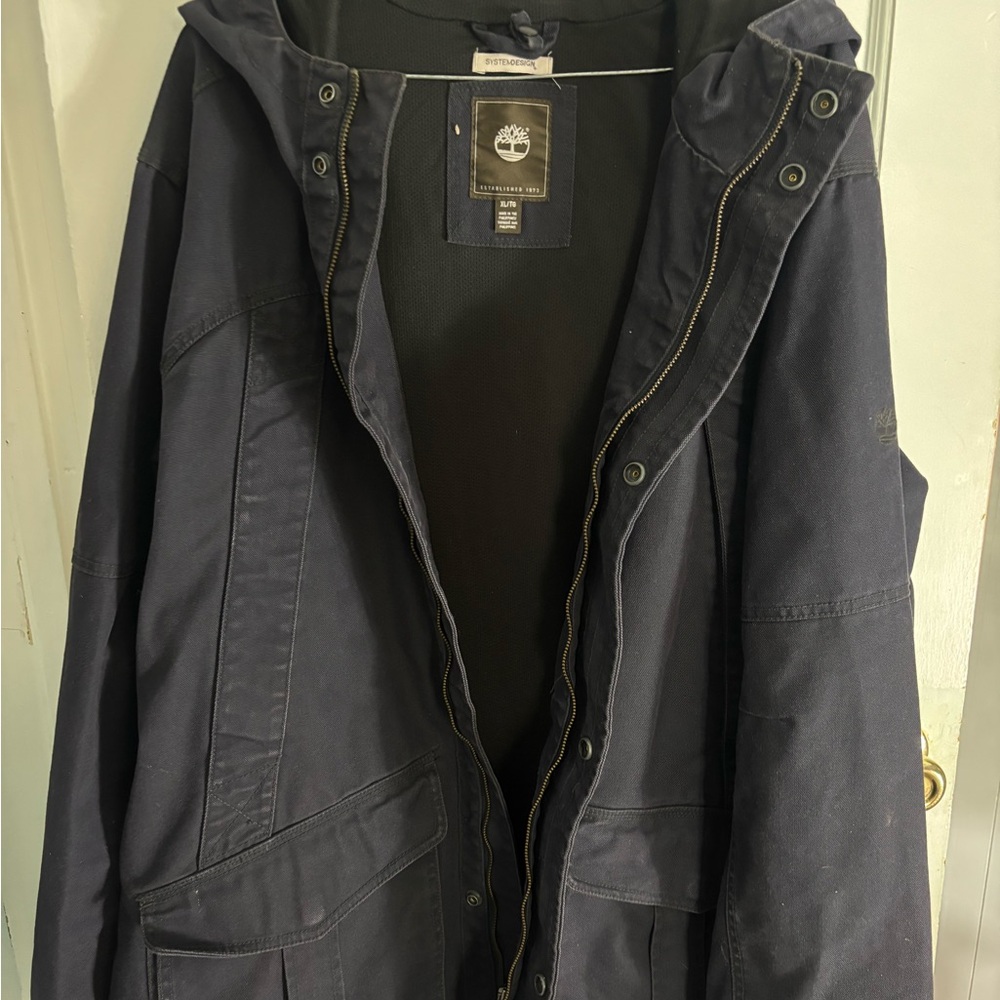 Timberland Navy Blue XL Jacket with Hood Weatherproof GOOD CONDITION